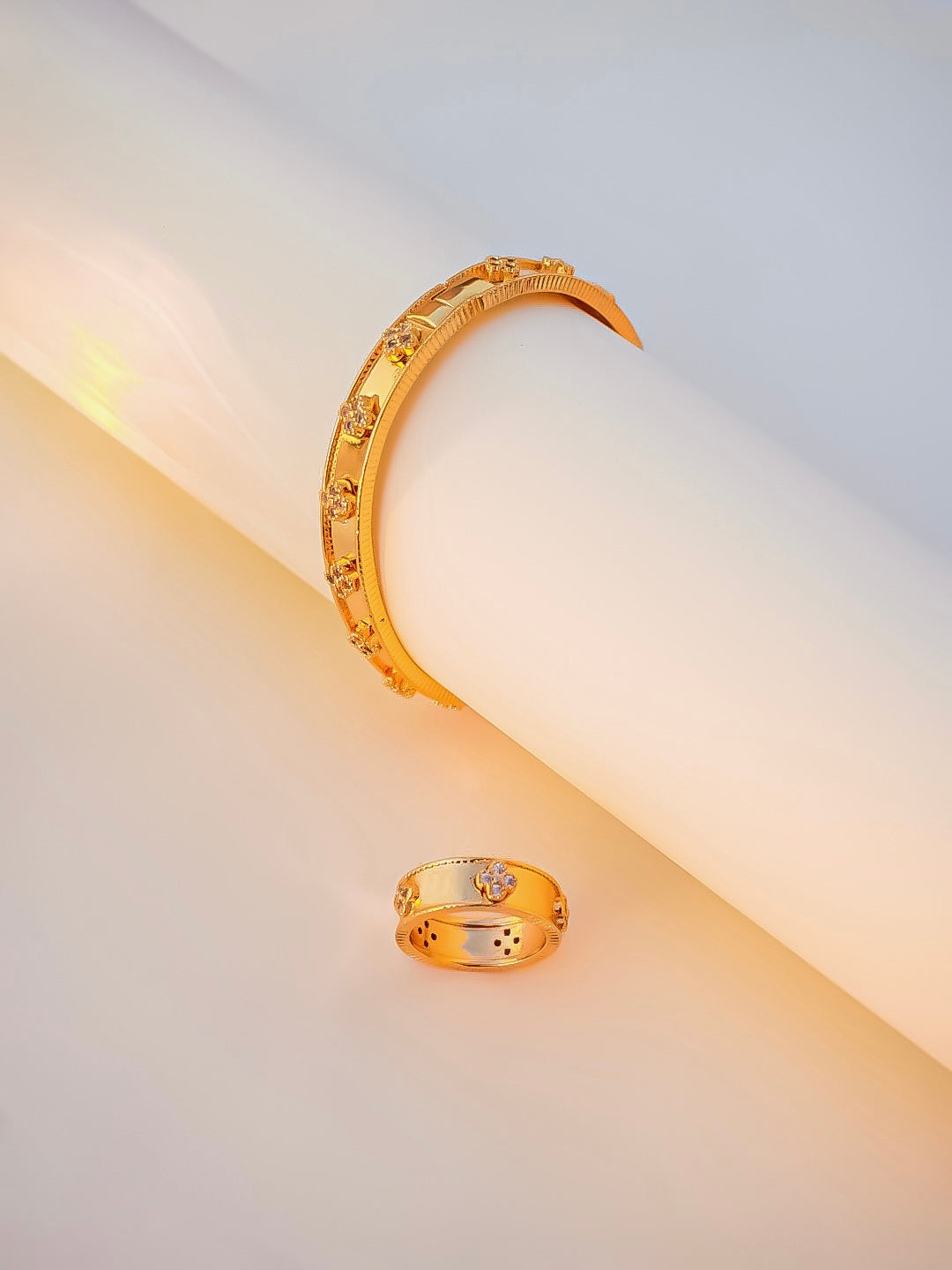 Gold Bangle and Ring Set