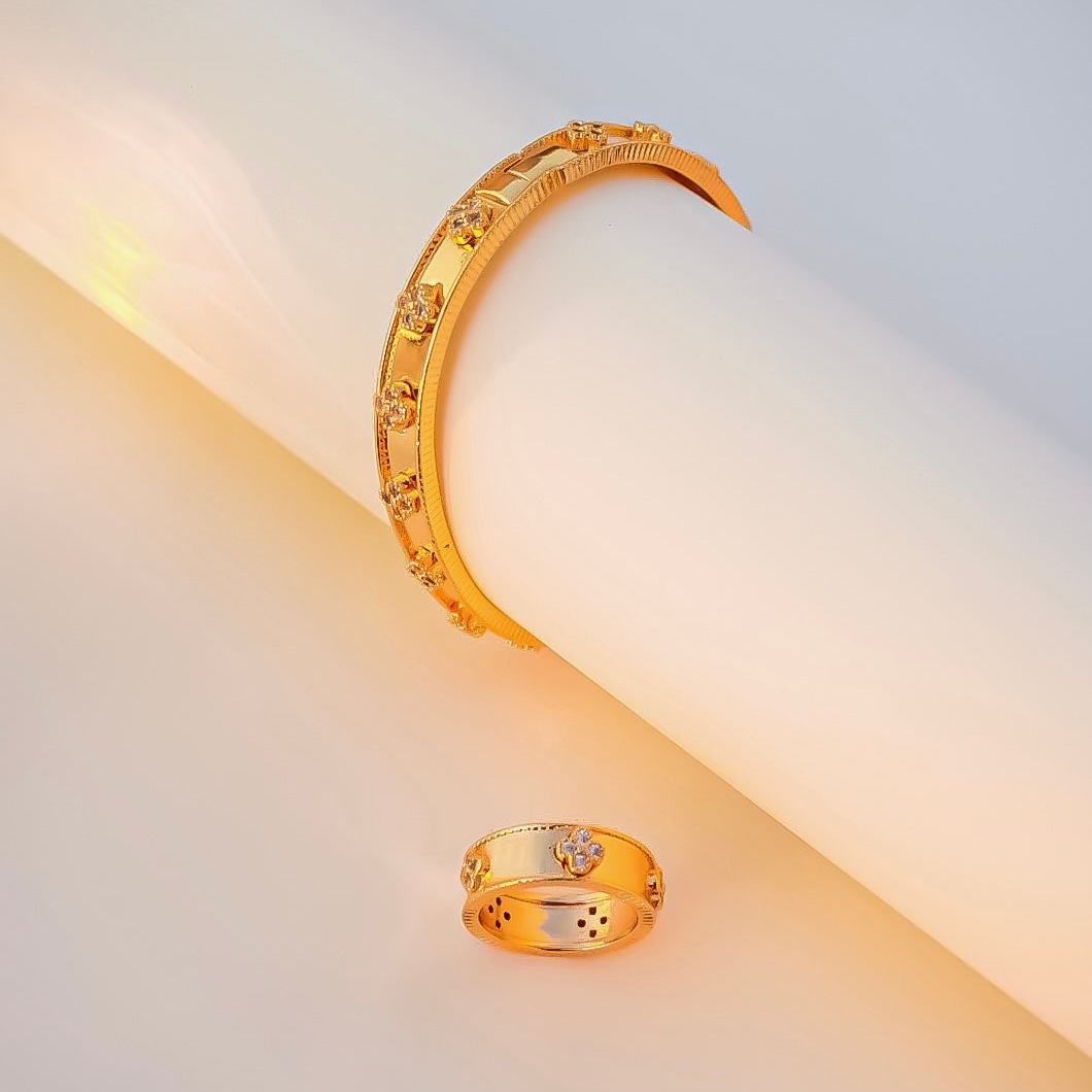 Gold Bangle and Ring Set