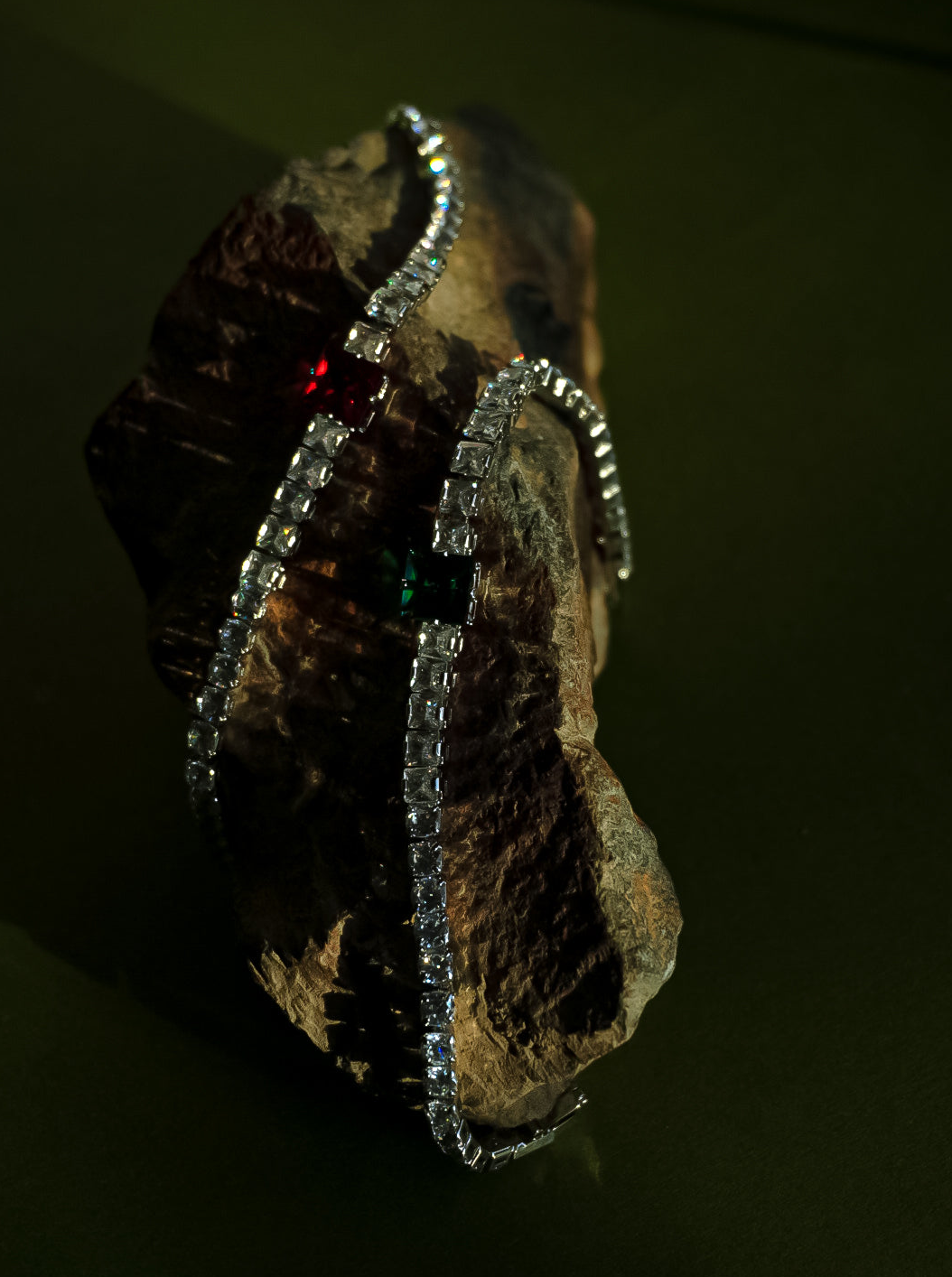 Green and Red stone zircon bracelet